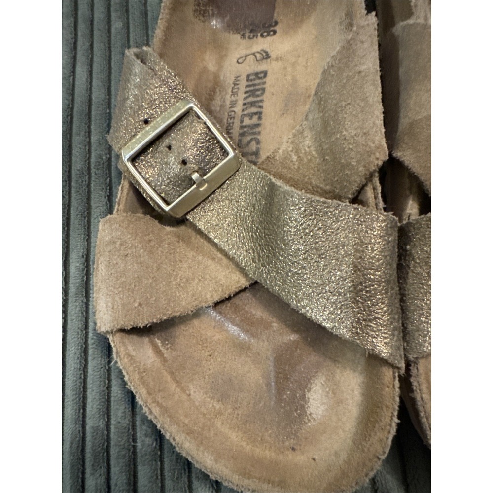 Birkenstock Sienna Sandals Golden Metallic Brown 39 Big Buckle US 8 8.5 - Picture 6 of 8